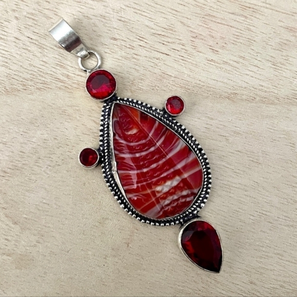 Gemstone Jewelry - 💕Red Botswanna Garnet Agate 925